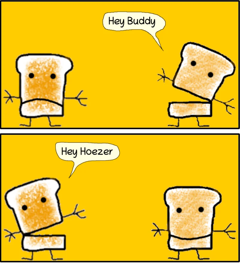 Hoezer greets Buddy in a nice simple way